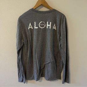 Rush Aloha Hawaiian Island Long Sleeve Graphic Tee Heather Gray Crewneck-Medium